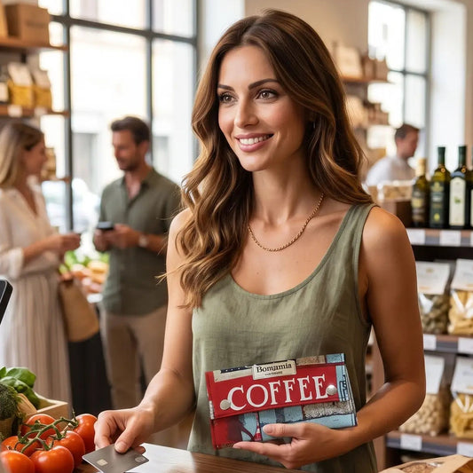 PORTAFOGLIO - donna in tessuto con stampa caffè