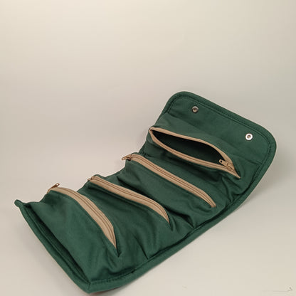 BEAUTY CASE -  Da Viaggio Arrotolabile in Gobelin Floreale Verde - Prodotto artigianale