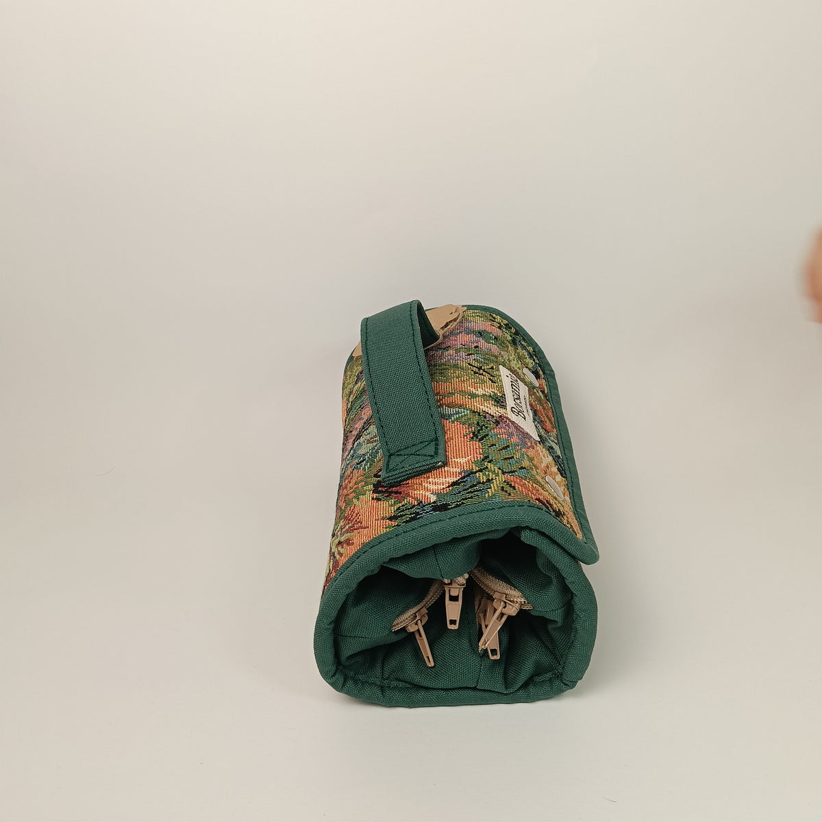BEAUTY CASE -  Da Viaggio Arrotolabile in Gobelin Floreale Verde - Prodotto artigianale