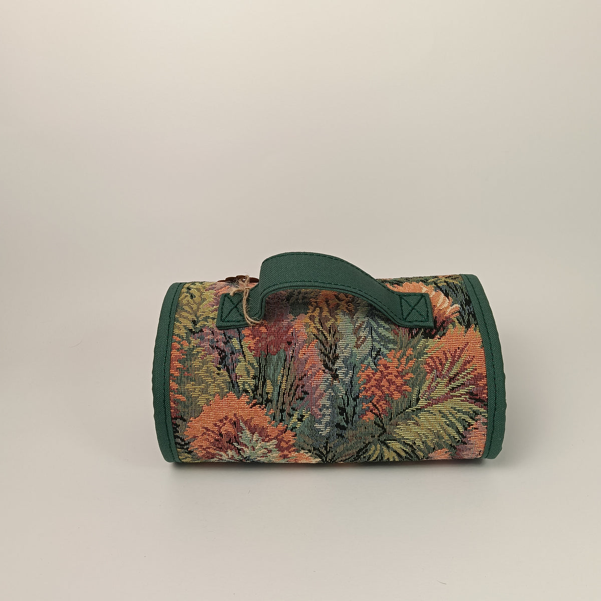 BEAUTY CASE -  Da Viaggio Arrotolabile in Gobelin Floreale Verde - Prodotto artigianale