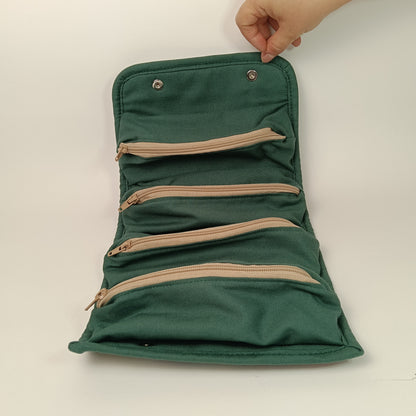 BEAUTY CASE -  Da Viaggio Arrotolabile in Gobelin Floreale Verde - Prodotto artigianale