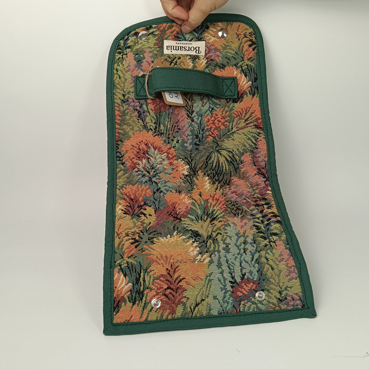 BEAUTY CASE -  Da Viaggio Arrotolabile in Gobelin Floreale Verde - Prodotto artigianale