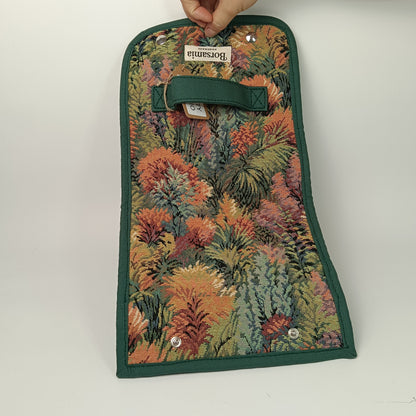 BEAUTY CASE -  Da Viaggio Arrotolabile in Gobelin Floreale Verde - Prodotto artigianale