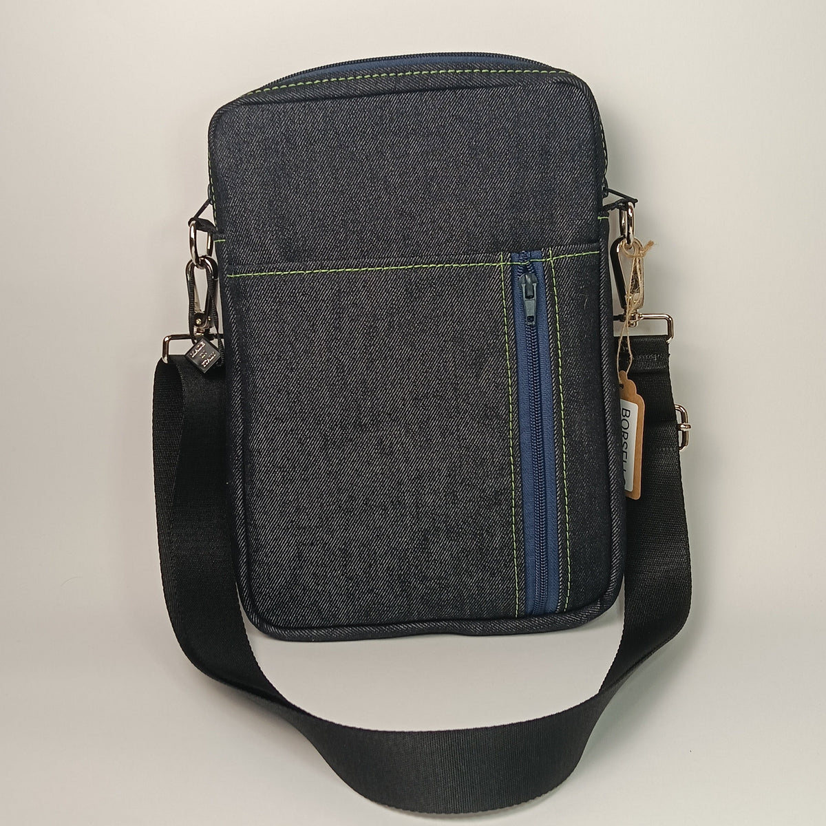 BORSELLO - Uomo in Denim Blu - Borsa a Tracolla Multitasche - Prodotto artigianale