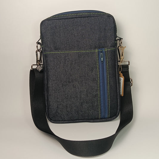 BORSELLO - Uomo in Denim Blu - Borsa a Tracolla Multitasche - Prodotto artigianale