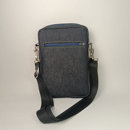 BORSELLO - Uomo in Denim Blu - Borsa a Tracolla Multitasche - Prodotto artigianale