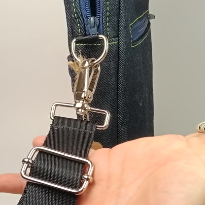 BORSELLO - Uomo in Denim Blu - Borsa a Tracolla Multitasche - Prodotto artigianale