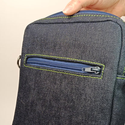 BORSELLO - Uomo in Denim Blu - Borsa a Tracolla Multitasche - Prodotto artigianale