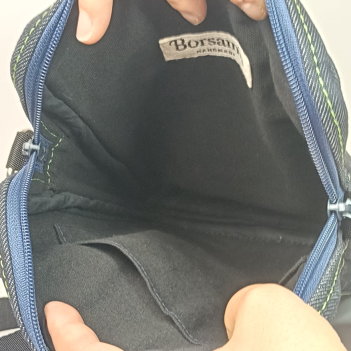 BORSELLO - Uomo in Denim Blu - Borsa a Tracolla Multitasche - Prodotto artigianale