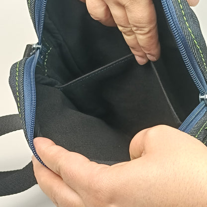 BORSELLO - Uomo in Denim Blu - Borsa a Tracolla Multitasche - Prodotto artigianale