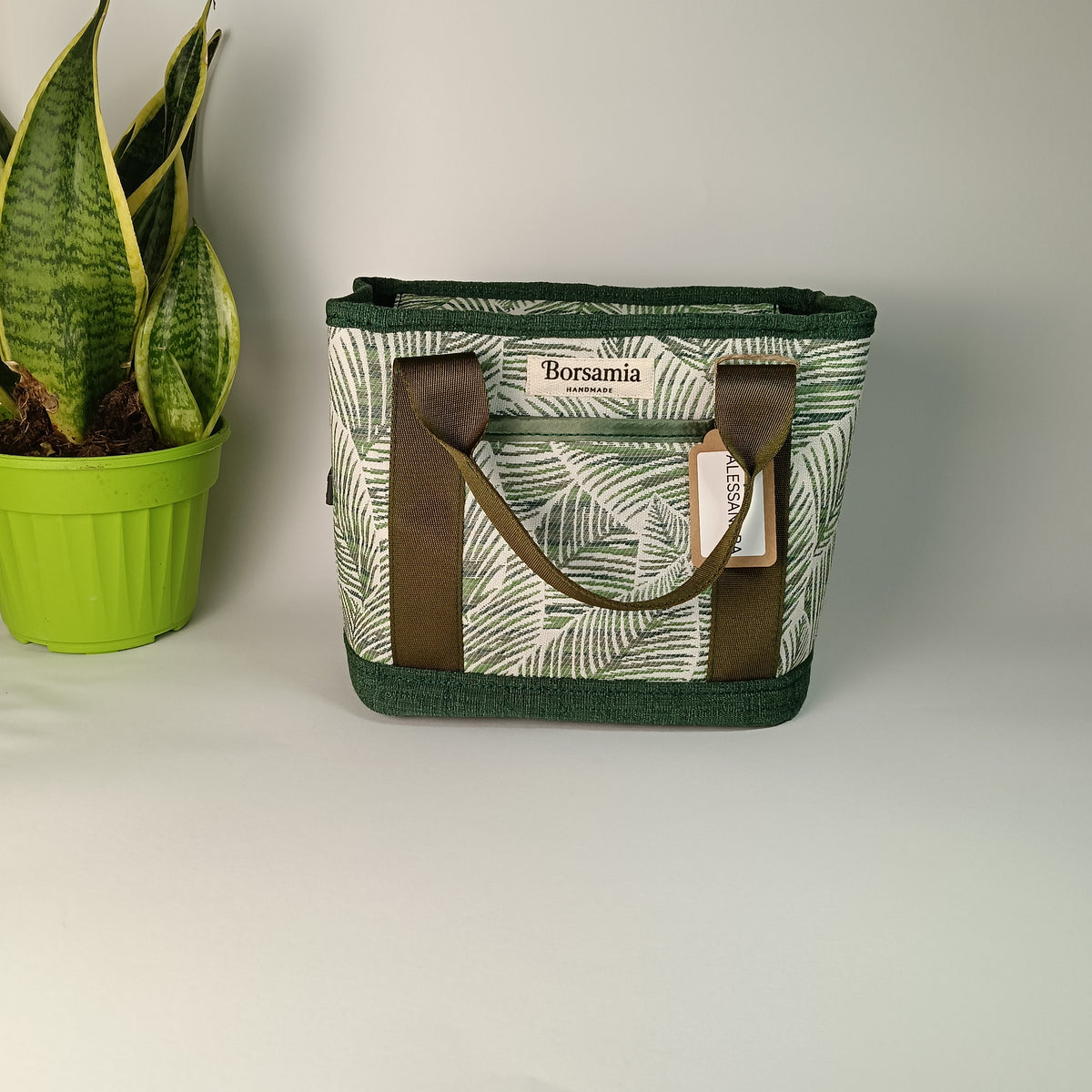 ALESSANDRA - Borsa a mano con tracolla e stampa foglie