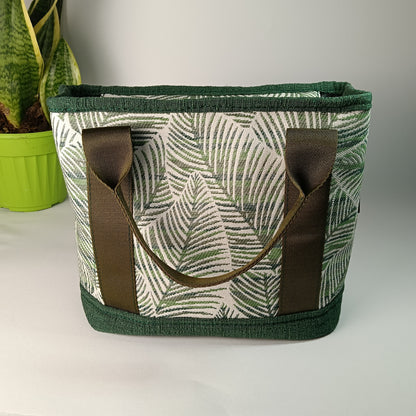 ALESSANDRA - Borsa a mano con tracolla e stampa foglie