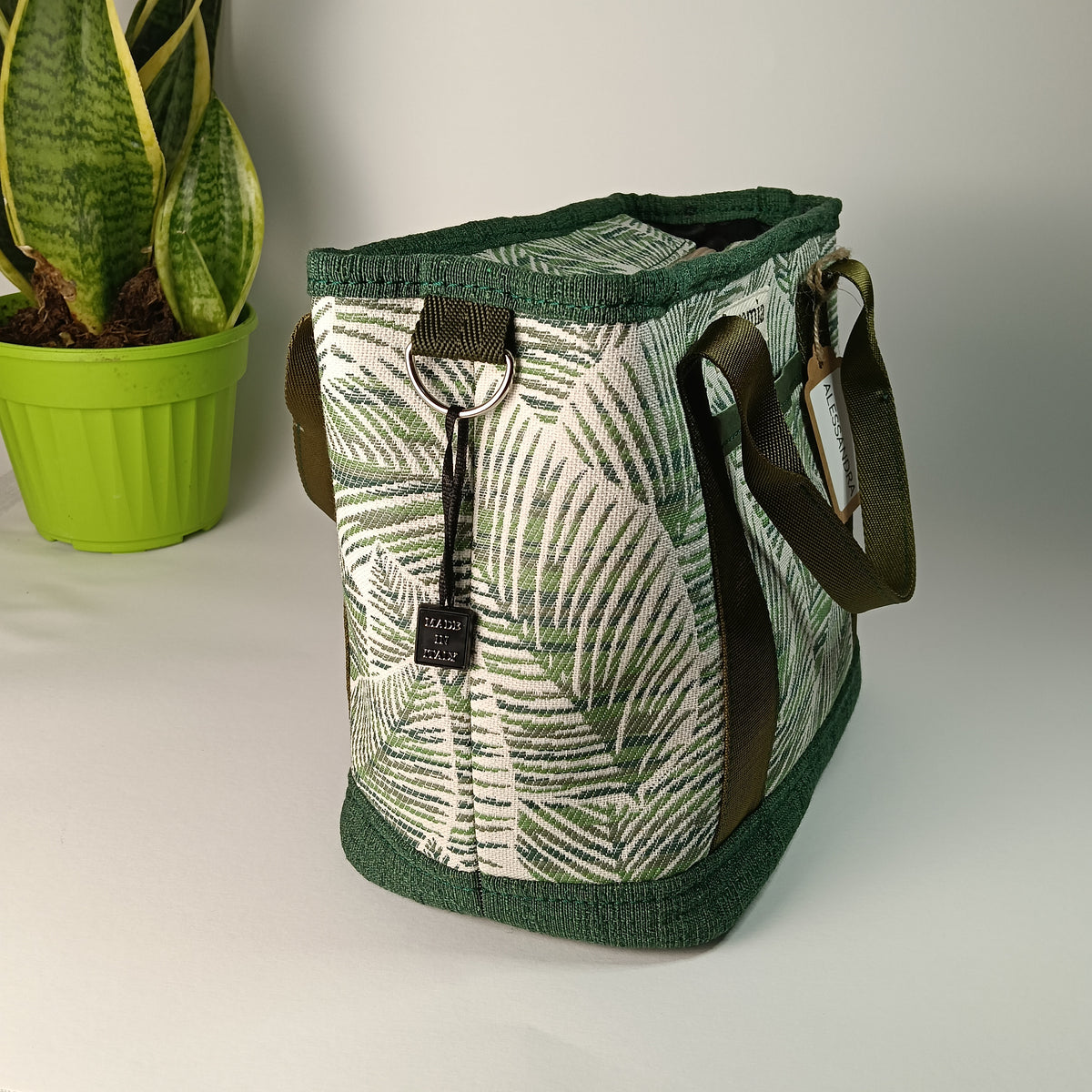ALESSANDRA - Borsa a mano con tracolla e stampa foglie