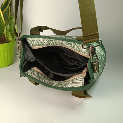 ALESSANDRA - Borsa a mano con tracolla e stampa foglie