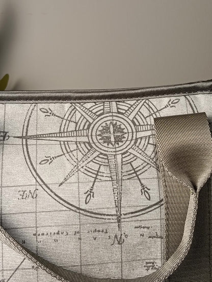 ALESSANDRA - Borsa a mano con tracolla e stampa mappa antica