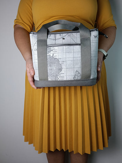 ALESSANDRA - Borsa a mano con tracolla e stampa mappa antica