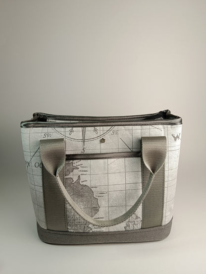 ALESSANDRA - Borsa a mano con tracolla e stampa mappa antica