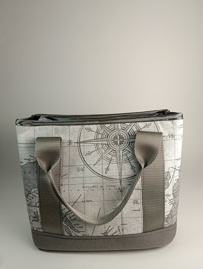 ALESSANDRA - Borsa a mano con tracolla e stampa mappa antica