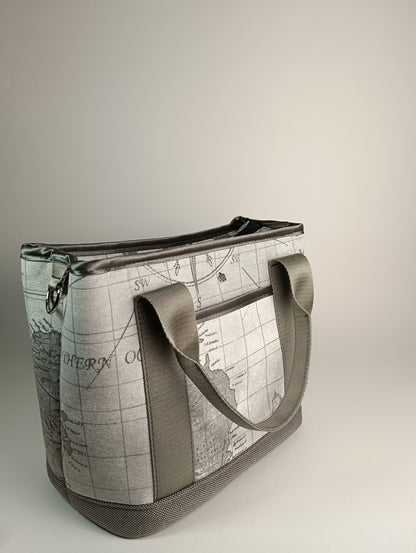 ALESSANDRA - Borsa a mano con tracolla e stampa mappa antica