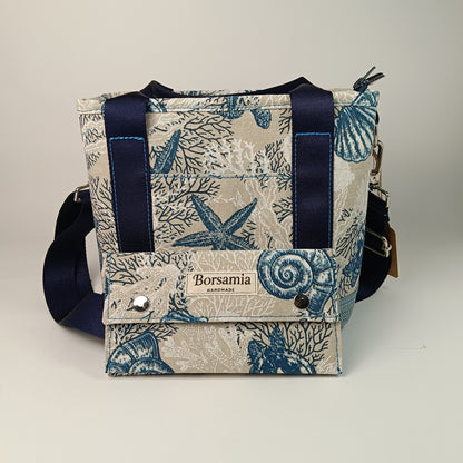ALESSANDRA - Borsa a mano con tracolla e stampa mare