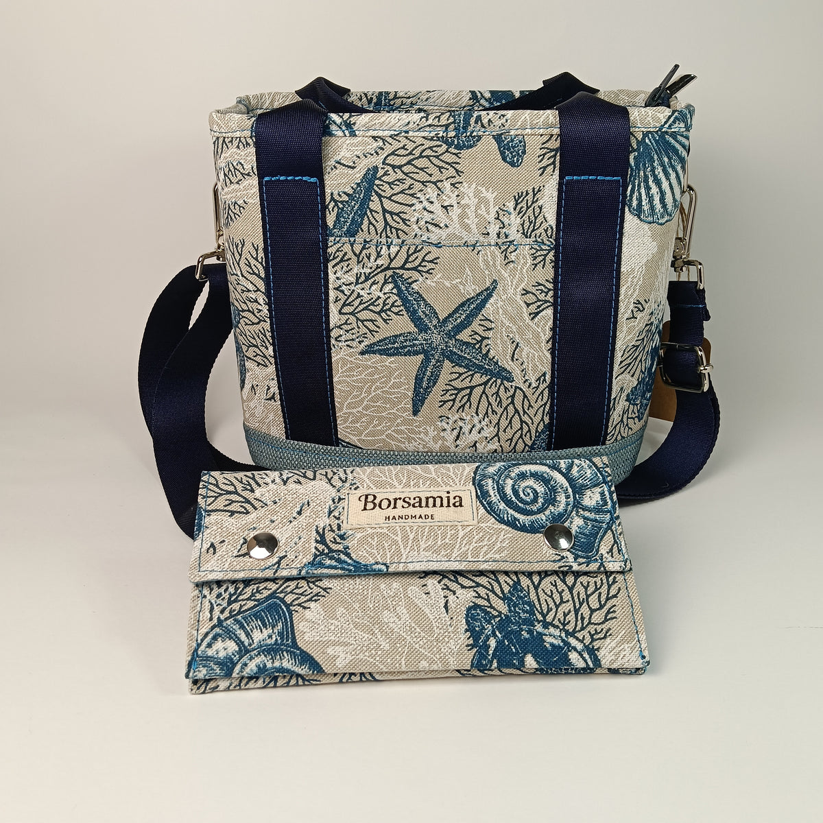 ALESSANDRA - Borsa a mano con tracolla e stampa mare