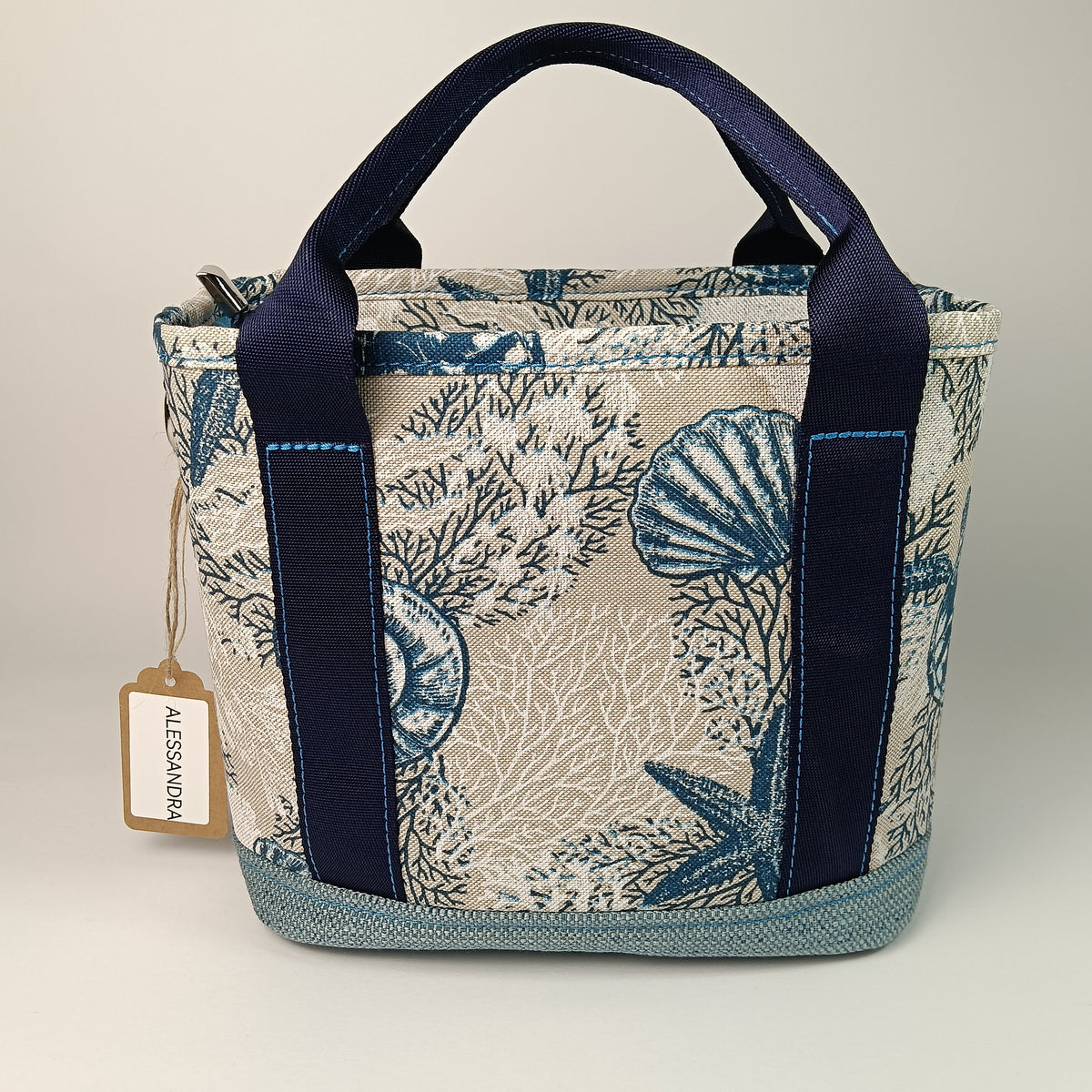 ALESSANDRA - Borsa a mano con tracolla e stampa mare