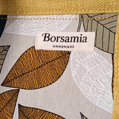 ANITA - Borsa tote bag fatta a mano tessuto jacquard giallo e tessuto stampato - Prodotto artigianale