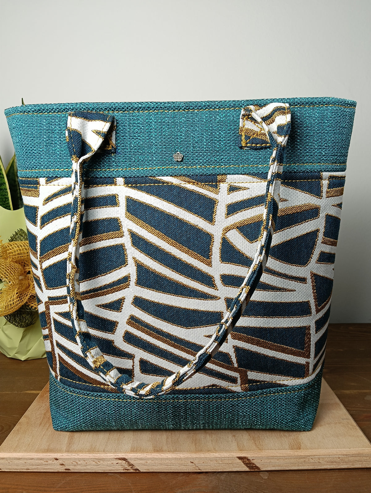 ANITA - Borsa tote bag fatta a mano tessuto forme geometriche - Prodotto artigianale