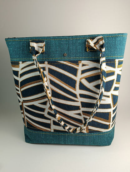 ANITA - Borsa tote bag fatta a mano tessuto forme geometriche - Prodotto artigianale