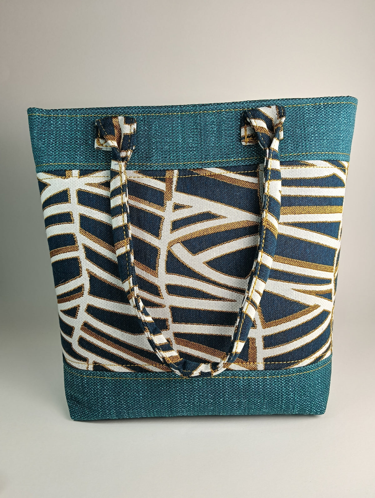 ANITA - Borsa tote bag fatta a mano tessuto forme geometriche - Prodotto artigianale