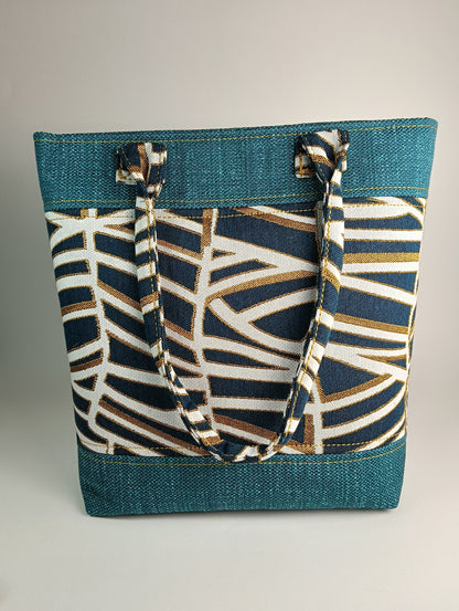 ANITA - Borsa tote bag fatta a mano tessuto forme geometriche - Prodotto artigianale