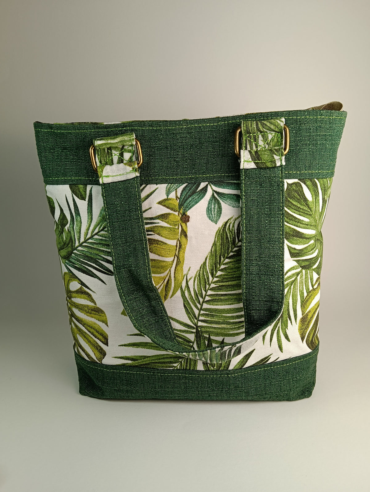 ANITA - Borsa tote bag fatta a mano tessuto jacquard e stampa natura - Prodotto artigianale