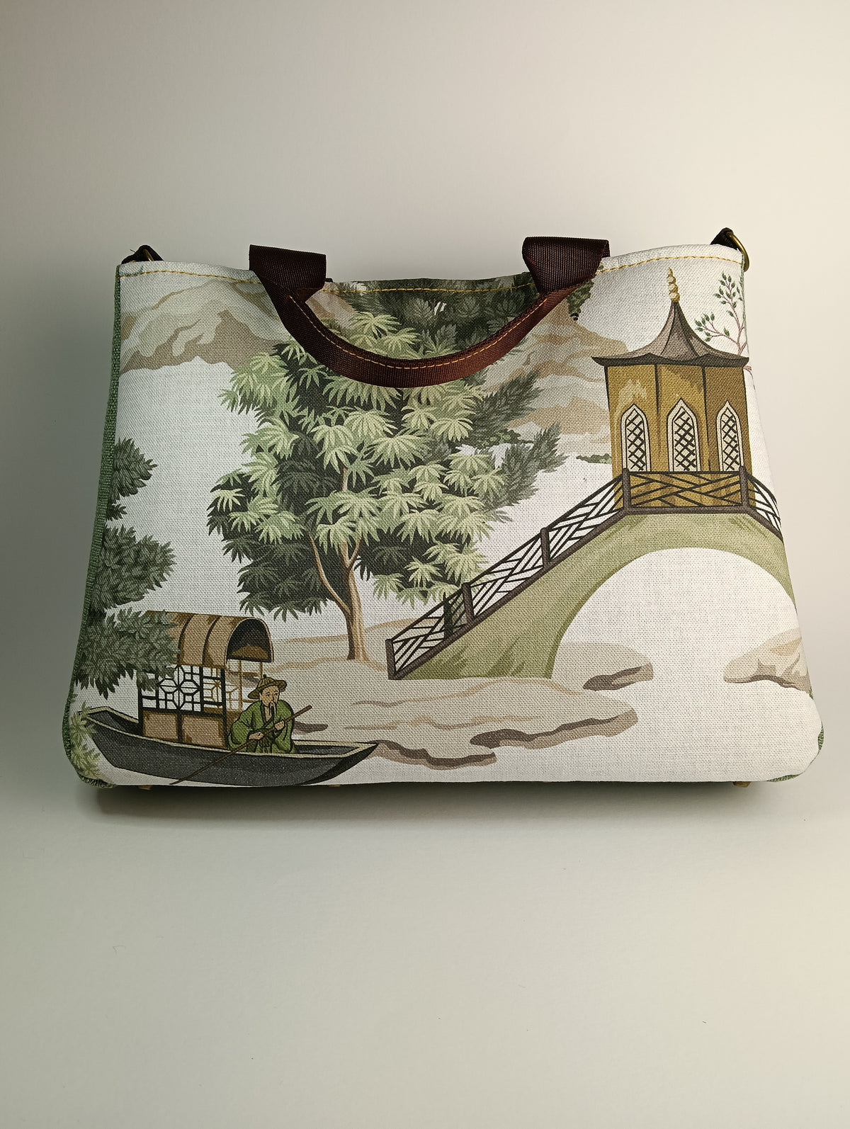 ESTER - Borsa strutturata fatta a mano in stampa giardino orientale - Prodotto artigianale