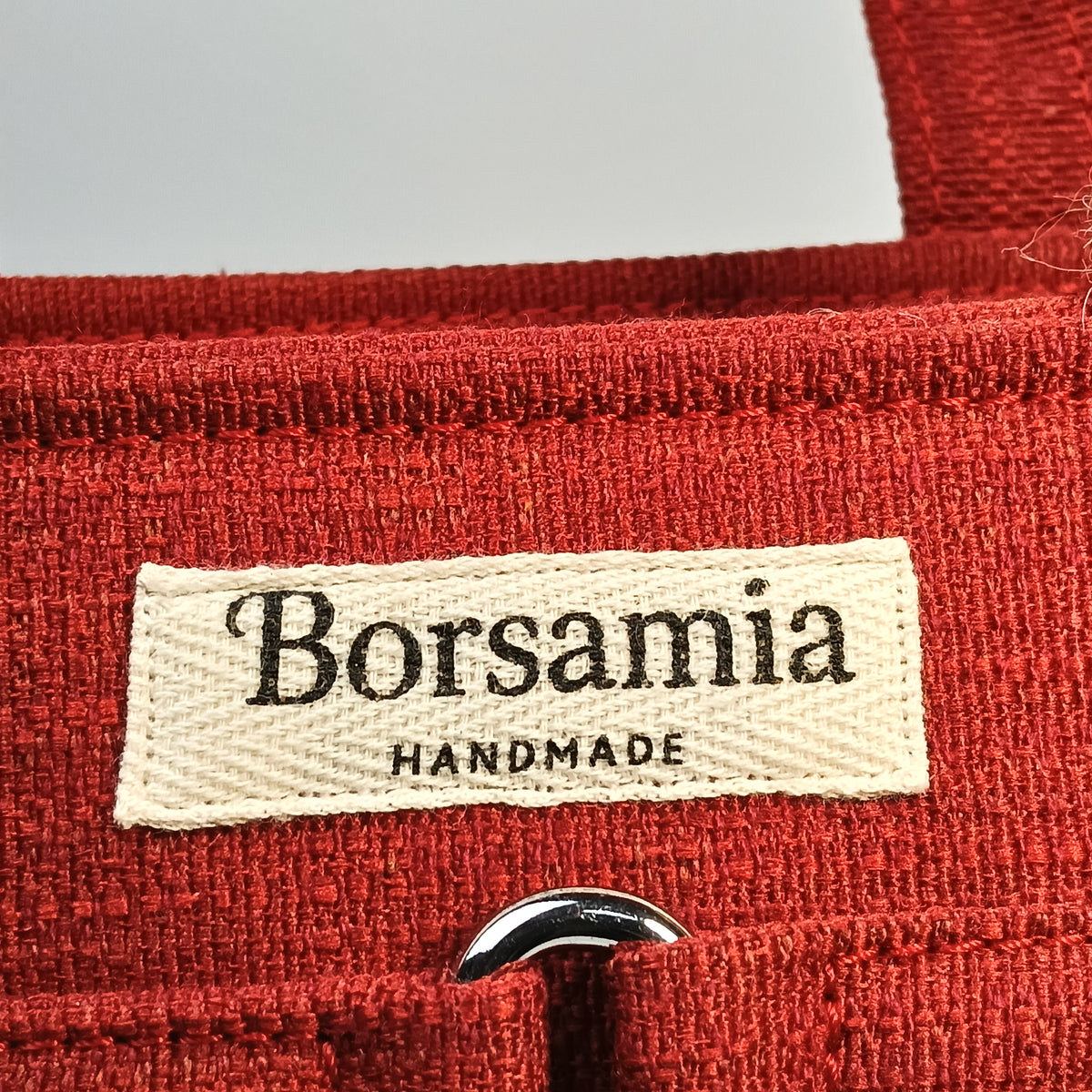 IRIS - Borsa tote bag fatta a mano con tessuto jacquard colore rosso - Prodotto artigianale