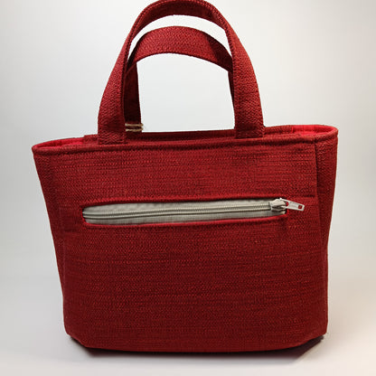 IRIS - Borsa tote bag fatta a mano con tessuto jacquard colore rosso - Prodotto artigianale