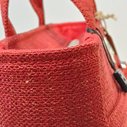 IRIS - Borsa tote bag fatta a mano con tessuto jacquard colore rosso - Prodotto artigianale
