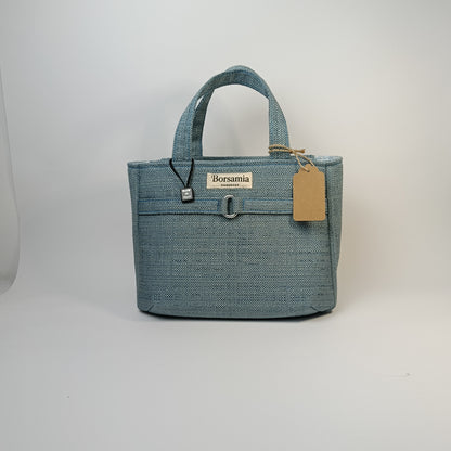 IRIS - Borsa tote bag fatta a mano in stoffa colore azzurro - Prodotto artigianale