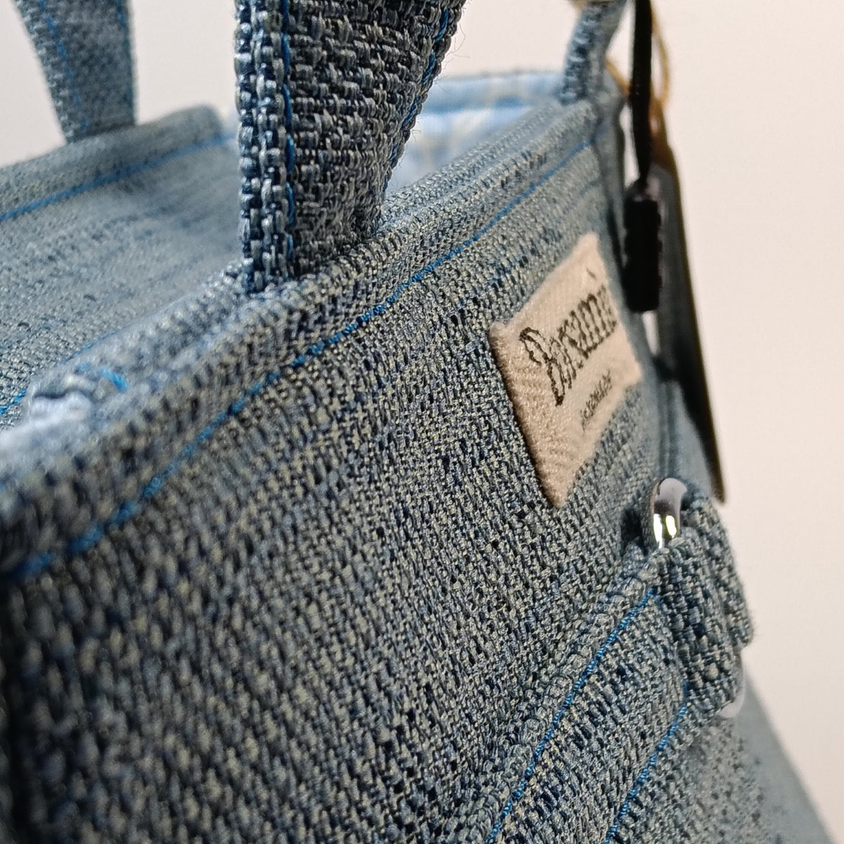 IRIS - Borsa tote bag fatta a mano in stoffa colore azzurro - Prodotto artigianale