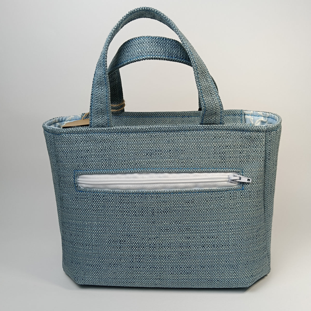 IRIS - Borsa tote bag fatta a mano in stoffa colore azzurro - Prodotto artigianale