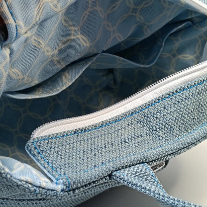 IRIS - Borsa tote bag fatta a mano in stoffa colore azzurro - Prodotto artigianale