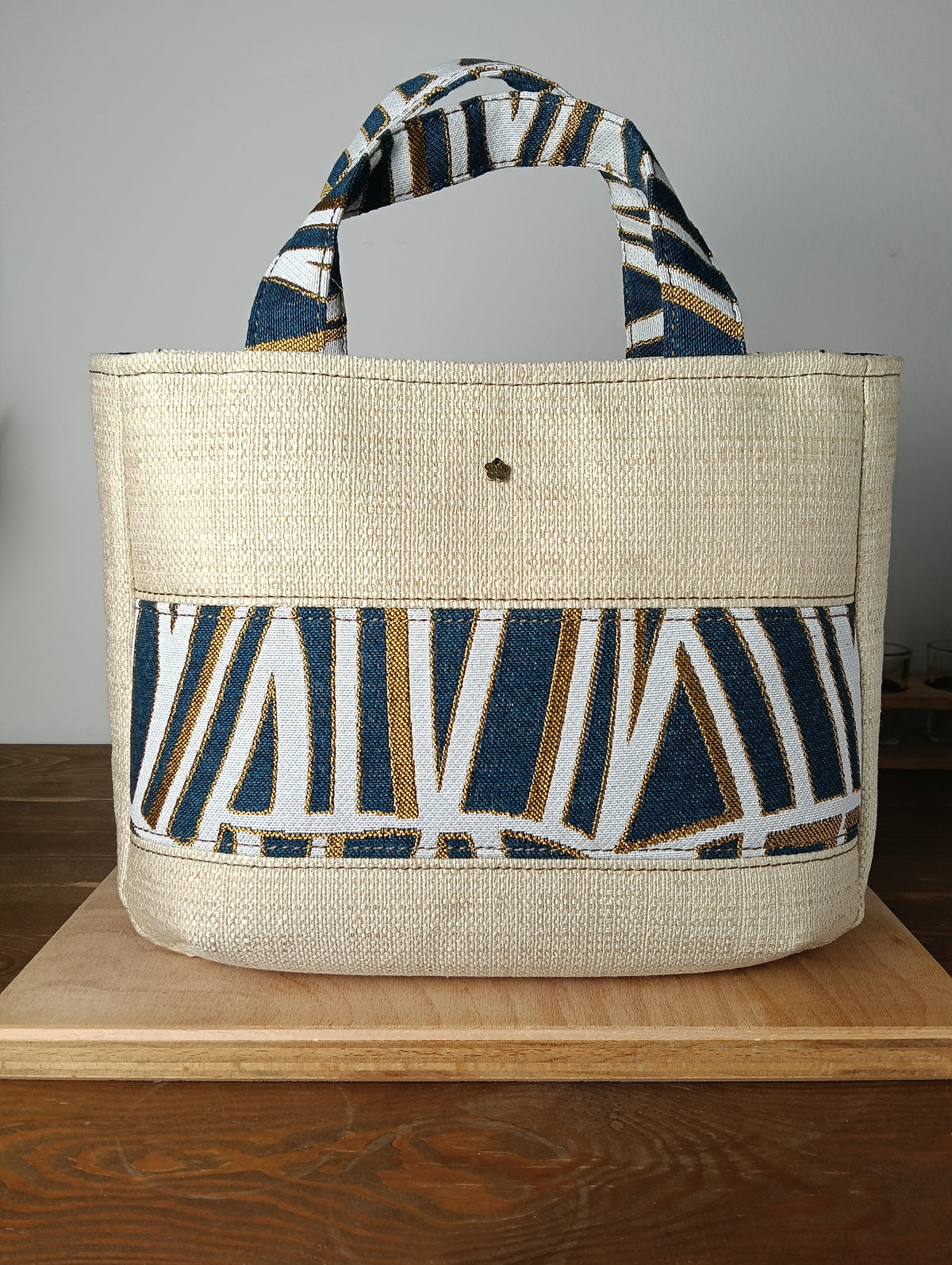 IRIS - Borsa tote bag fatta a mano in tessuto jacquard motivo geometrico - Prodotto artigianale