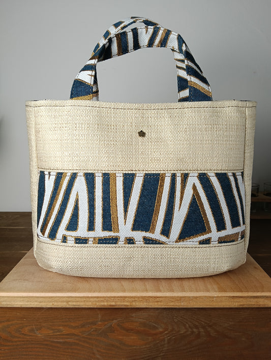 IRIS - Borsa tote bag fatta a mano in tessuto jacquard motivo geometrico - Prodotto artigianale