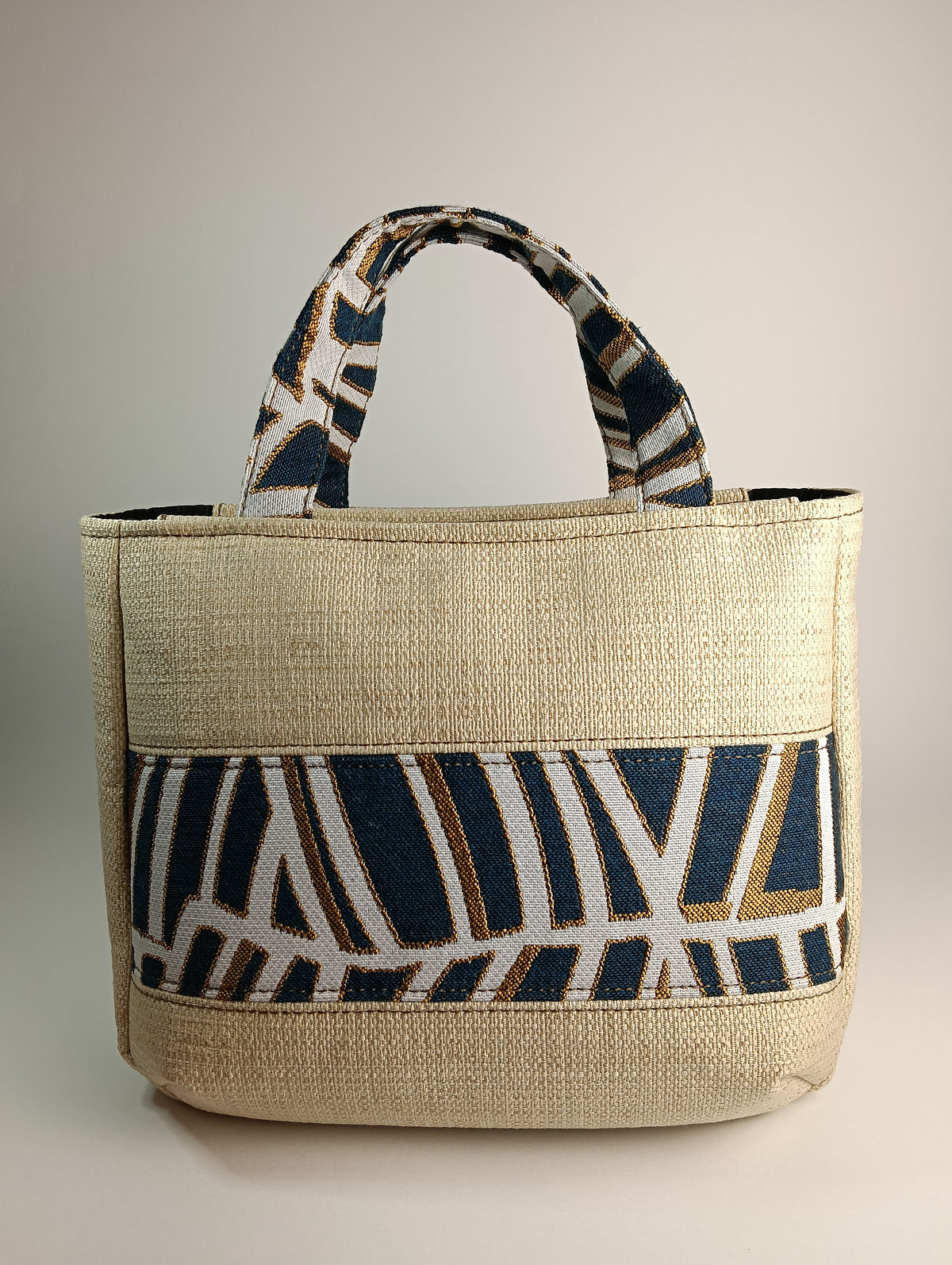 IRIS - Borsa tote bag fatta a mano in tessuto jacquard motivo geometrico - Prodotto artigianale