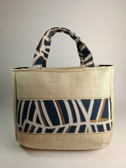IRIS - Borsa tote bag fatta a mano in tessuto jacquard motivo geometrico - Prodotto artigianale