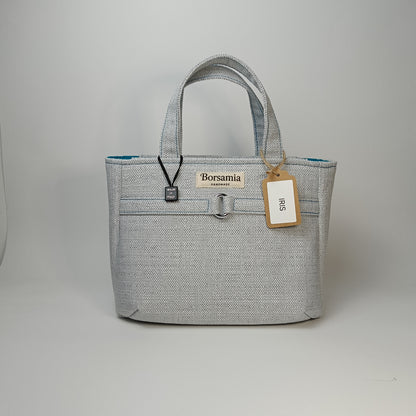 IRIS - Borsa tote bag fatta a mano in tessuto jacquard colore ghiaccio - Prodotto artigianale