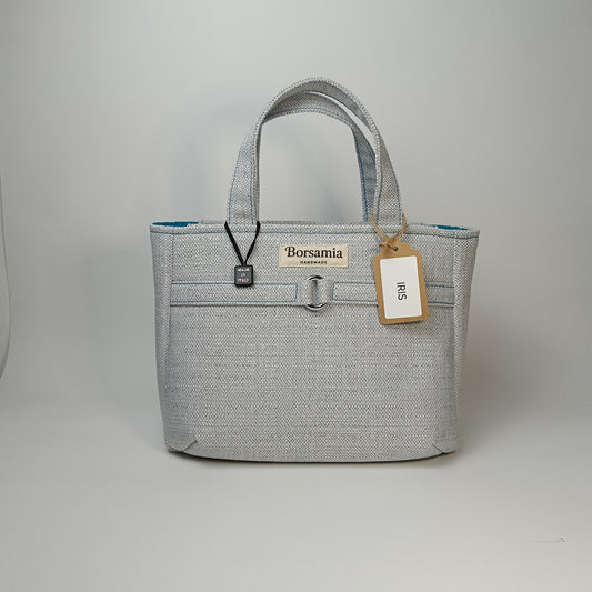 IRIS - Borsa tote bag fatta a mano in tessuto jacquard colore ghiaccio - Prodotto artigianale