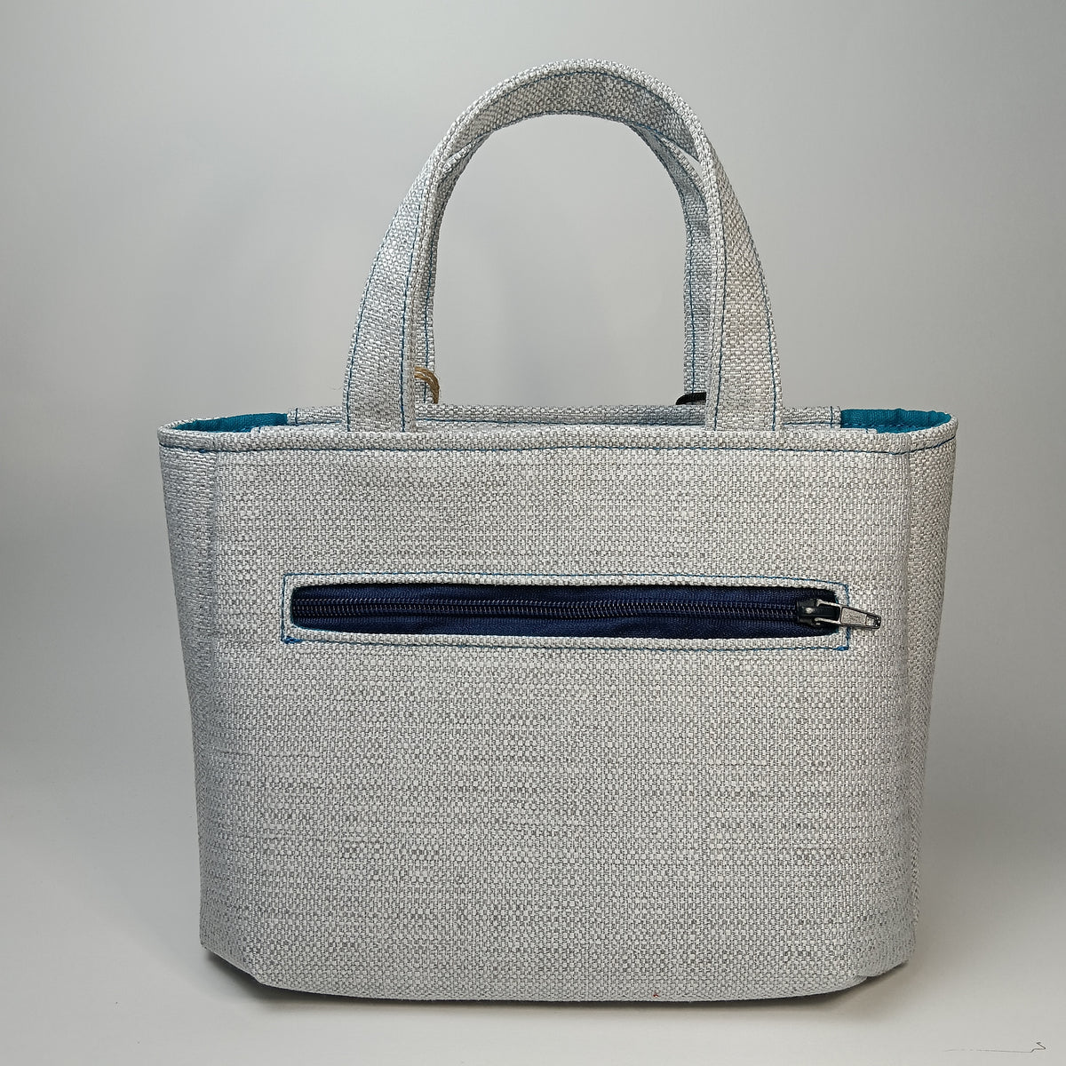 IRIS - Borsa tote bag fatta a mano in tessuto jacquard colore ghiaccio - Prodotto artigianale
