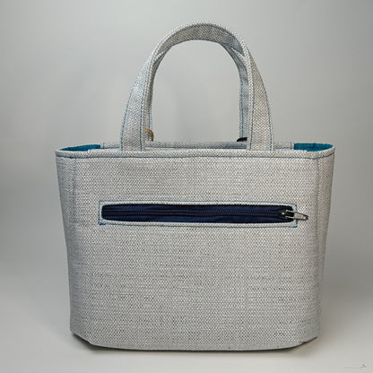 IRIS - Borsa tote bag fatta a mano in tessuto jacquard colore ghiaccio - Prodotto artigianale