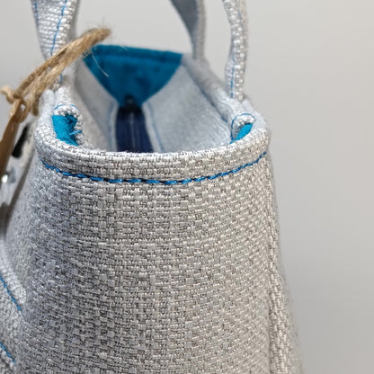 IRIS - Borsa tote bag fatta a mano in tessuto jacquard colore ghiaccio - Prodotto artigianale