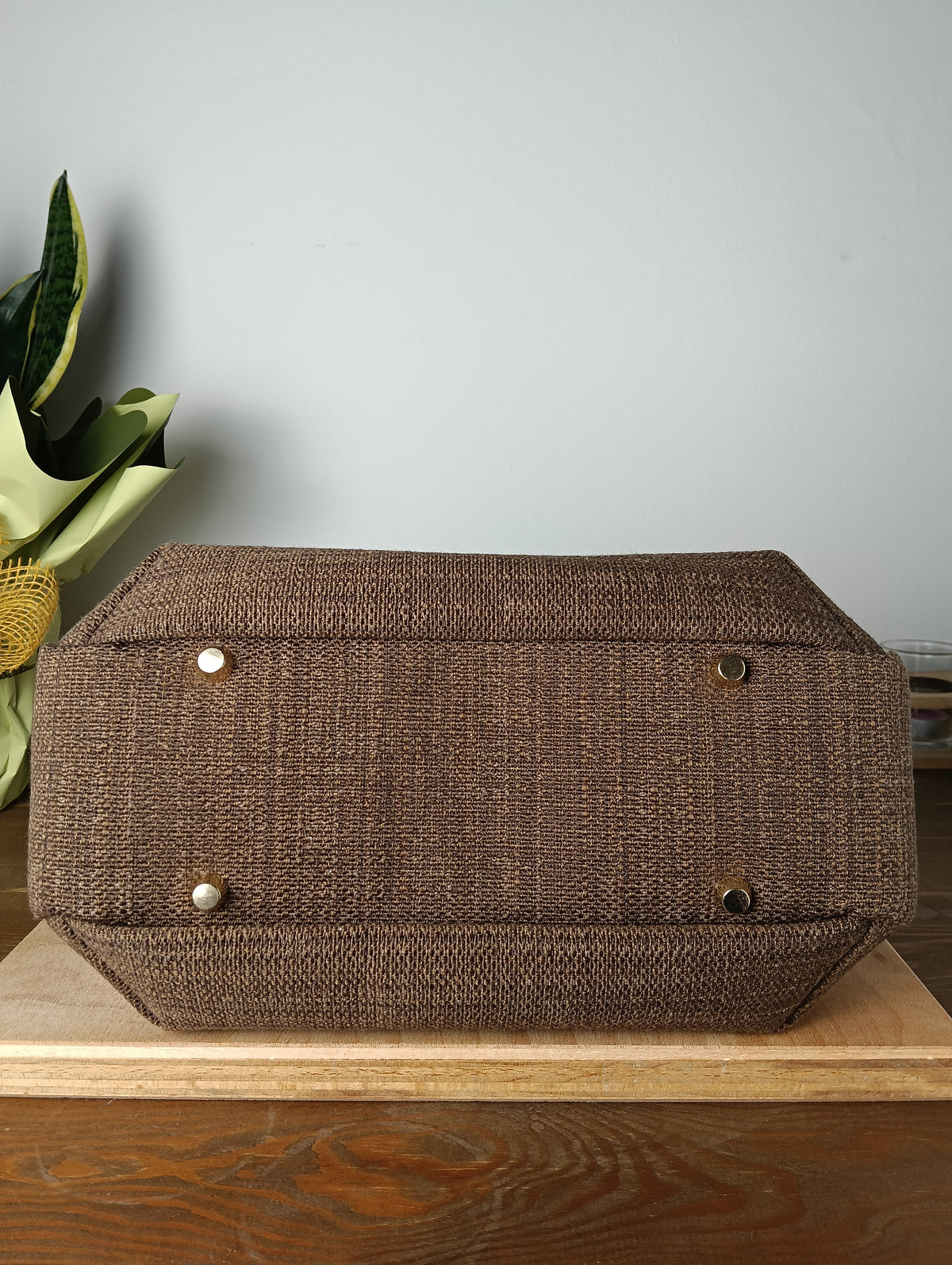 IRIS - Borsa tote bag fatta a mano in tessuto jacquard marrone- Prodotto artigianale